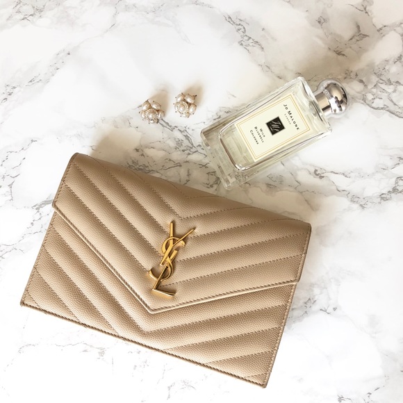 Saint Laurent Handbags - Small Mono Leather/Matelassé Wallet on Chain